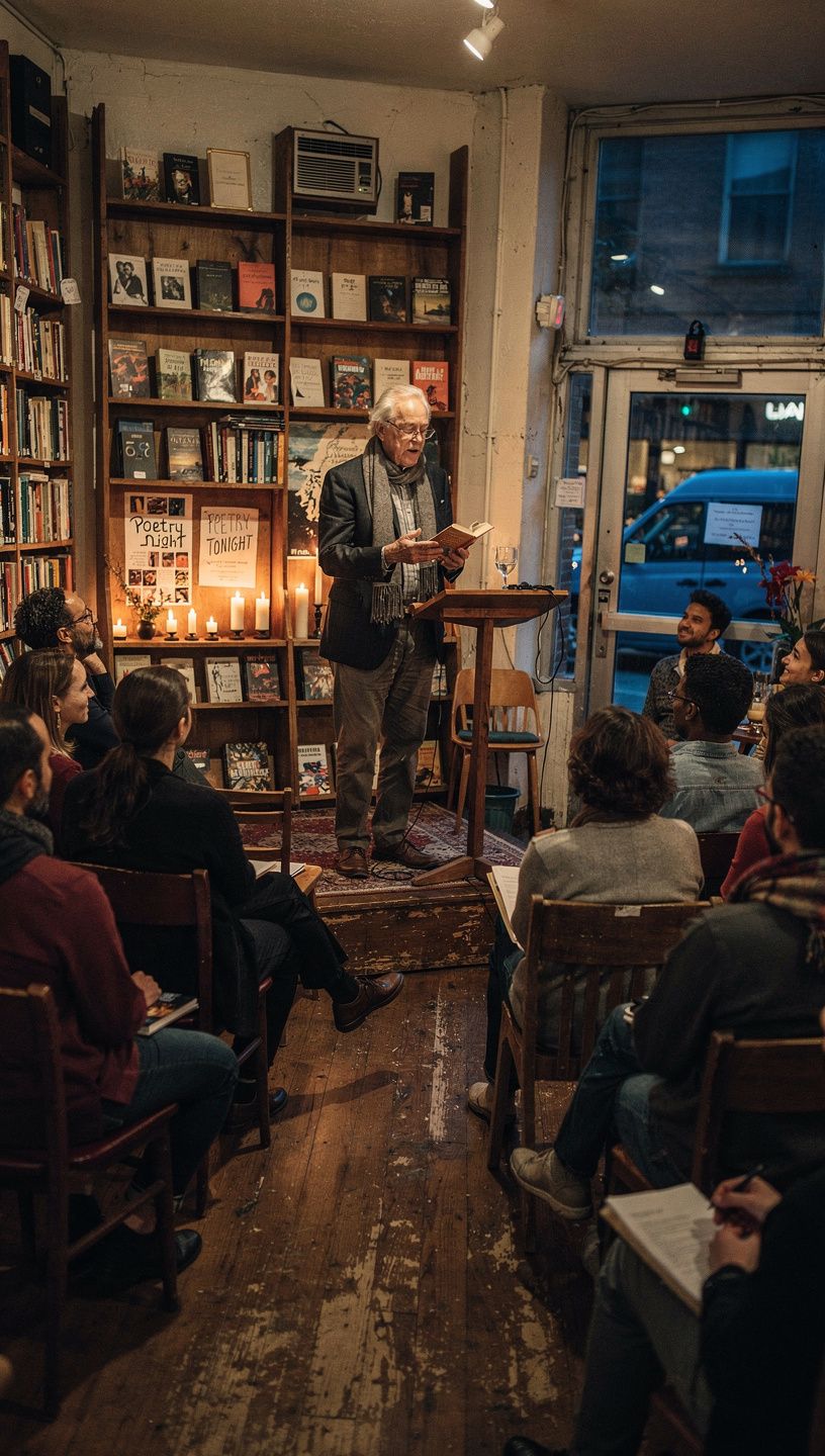 書店のウィンドウディスプレイ、季節のテーマで飾られている