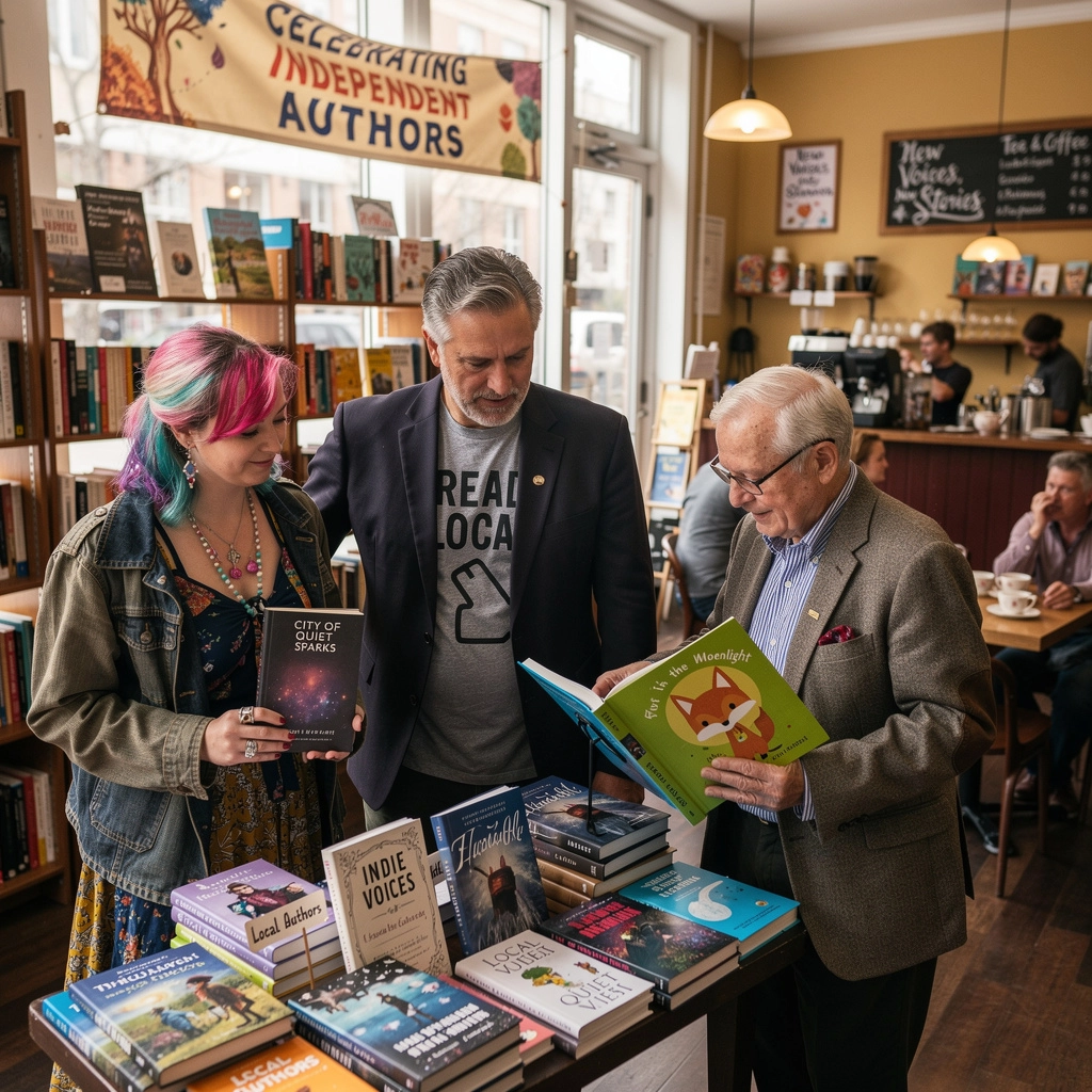 地元の書店の外観、温かみのある雰囲気が感じられる